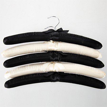 Home Essentials Padded Hangers 5Pk Black & Cream