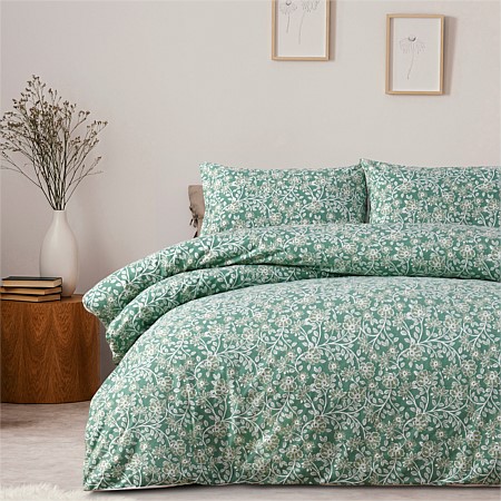Hometones Green Floral Flannelette Duvet Cover Set 