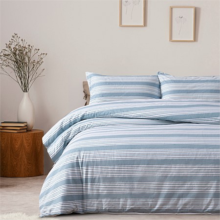 Hometones Blue Stripe Flannelette Duvet Cover Set 
