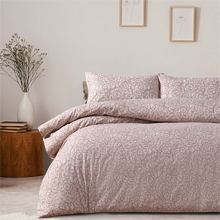 Hometones Pink Botanical Flannelette Duvet Cover Set 