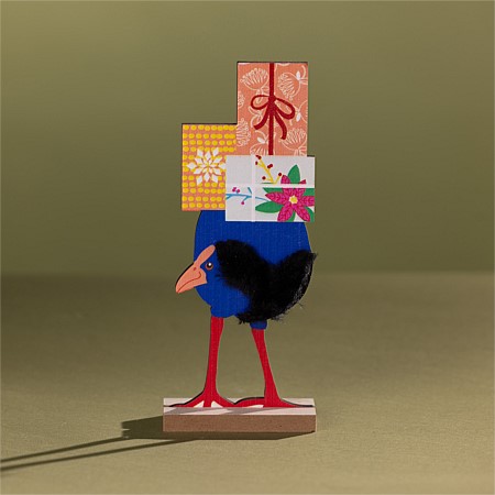 Christmas Wishes Pukeko Hiding With Presents