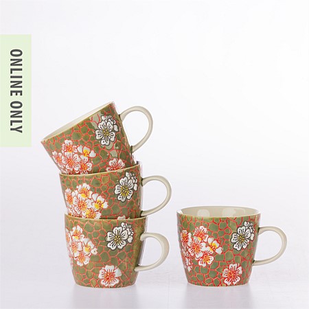 Gracious Living Delilah Mug Set of 4 Sage