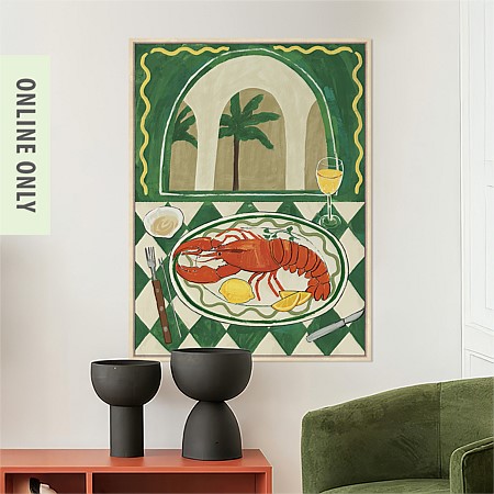 Design Republique Dish Green Framed Canvas 