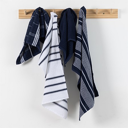 Home Co. Terry Tea Towels Navy 4 Pack
