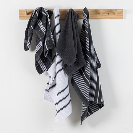 Home Co. Terry Tea Towels Charcoal 4 Pack
