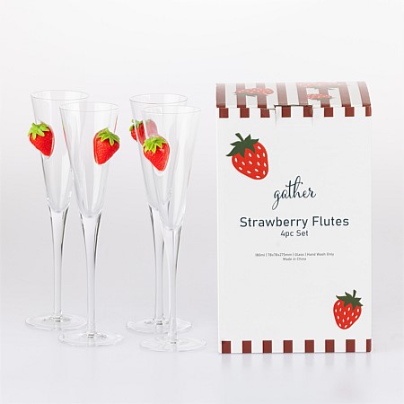 Gather Strawberry Flutes 4 Piece Set 