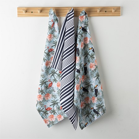 Design Republique Tropics Cotton Tea Towels 3 Pack Birds