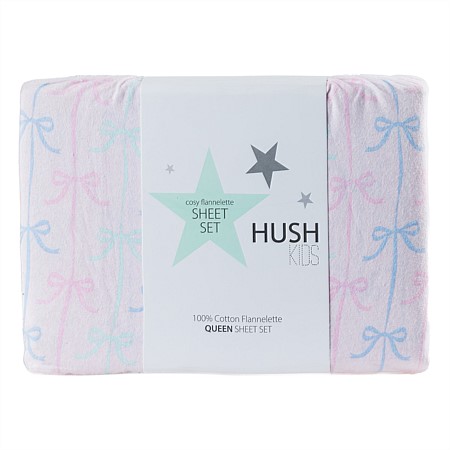 Hush Kids Pretty Bow Flannelette Sheet Set 