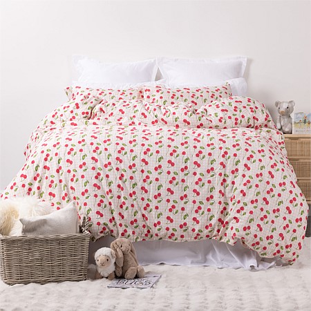 Hush Kids Cherry Flannelette Duvet Cover Set 
