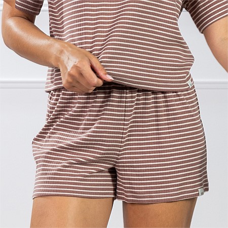 Simple & Sunday Lounge Stripe Rib Knit Shorts 