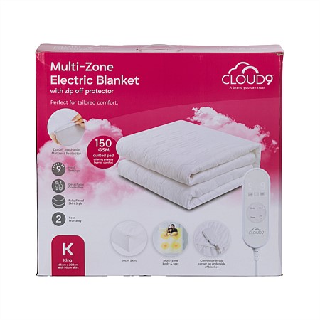 Cloud 9 Multi-Zone Electric Blanket With Zip Off Protector 