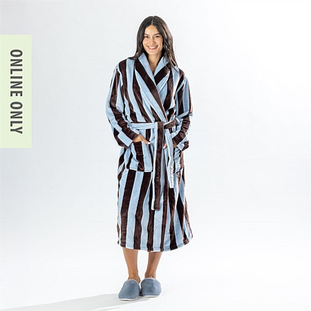 Amparo Bold Stripe Bathrobe Pale Blue