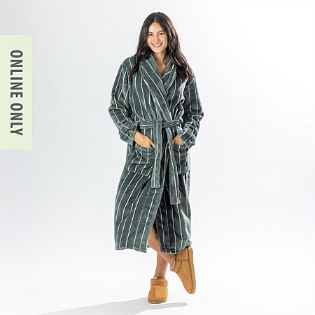 Amparo Two Tone Stripe Khaki Bathrobe