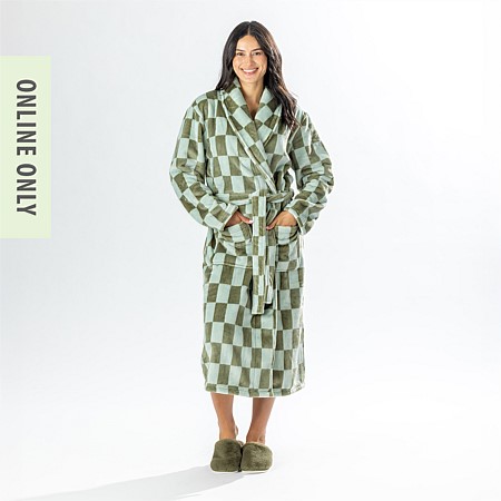Amparo Robbie Check Bathrobe Green