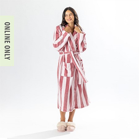 Amparo Bold Stripe Bathrobe Pink