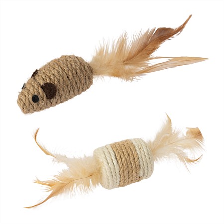 bb&b Pets Cat Toy Jute Feather S/2