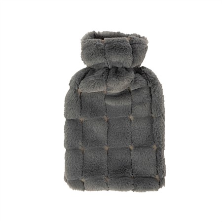 Hush Square Embossed Faux Fur Hot Water Bottle Cover 0.7L