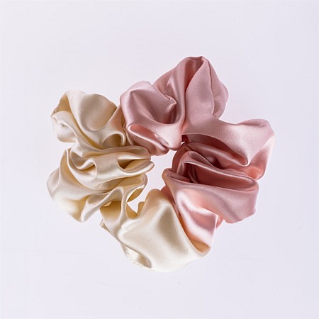 Grace & Gild Shalah Two Tone Scrunchie Cream/Rose
