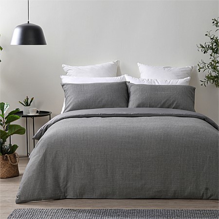 Baker St Linen Nathan Cotton Duvet Cover Set Charcoal 