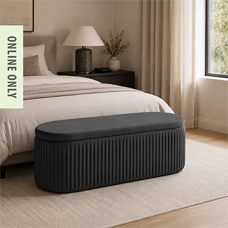 Design Republique Black Pleated Velvet Bench
