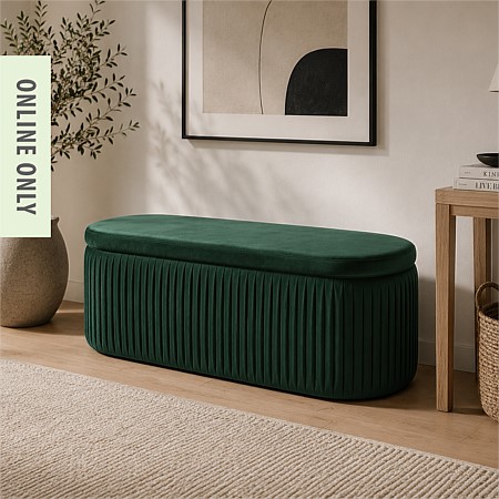 Design Republique Emerald Pleated Velvet Bench