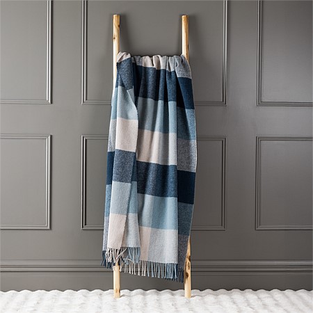 Woolrest New Zealand Wool Check Throw Blue