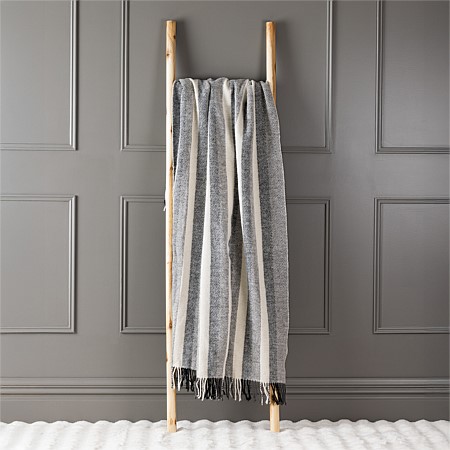 Woolrest New Zealand Wool Herringbone Stripe Throw Charcoal
