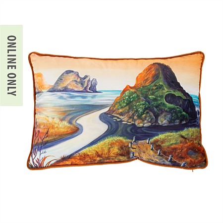 Design Plus Kiwiana Velvet Breakfast Cushion Piha Golden Tones