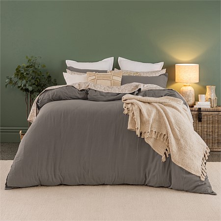 Cove Linen Look 100% Cotton Duvet Cover Set
