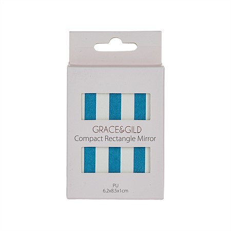 Grace & Gild Compact Rectangle Mirror Blue Stripe