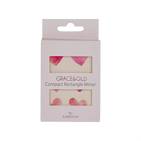 Grace & Gild Compact Rectangle Mirror Hearts