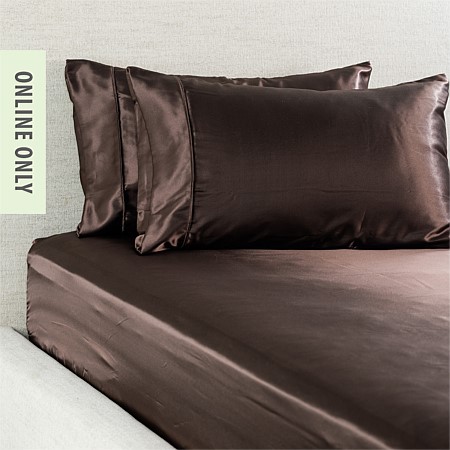 Hometones Sadie Satin Fitted Sheet & Pillowcase/s 