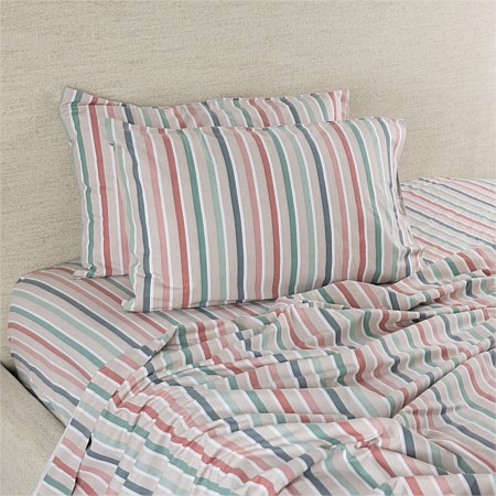 Hush Stripe Flat Flannelette Sheet 
