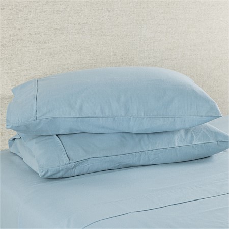 Hush Plain Blue Flannelette Pillowcase Pair