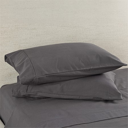 Hush Plain Coal Flannelette Pillowcase Pair