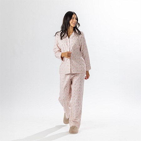 Gracious Living Pink Floral Flannelette PJ Set 