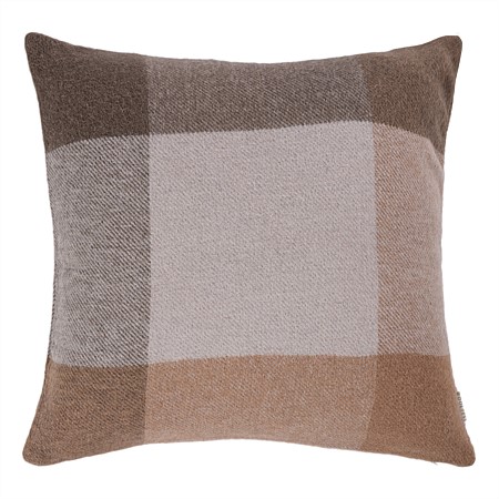 Woolrest New Zealand Wool Check Cushion Beige & Chocolate
