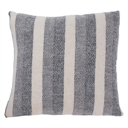 Woolrest New Zealand Herringbone Stripe Wool Cushion Charcoal