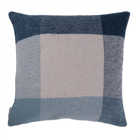 Woolrest New Zealand Wool Check Cushion Blue
