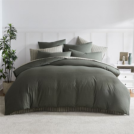 Fieldcrest Stonewashed 100% Cotton Thyme Duvet Cover Set 